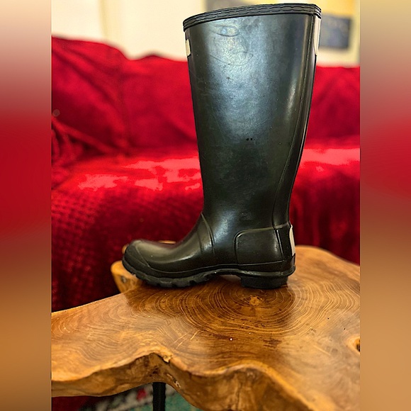 Black Vintage Wellies Hunter Rain Boots - Picture 2 of 15